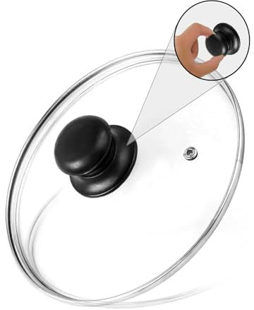 VR7 Glass Lids for Saucepan 22cm Pots Transparent Heat-Resistant Steam Hole Lid with Plastic Knob Frying Pan
