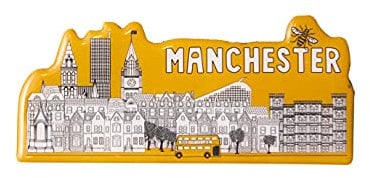 British Union Jack London Sights City Fridge Magnet Manchester Birmingham Newcastle Liverpool (Manchester Skyline Long Epoxy)