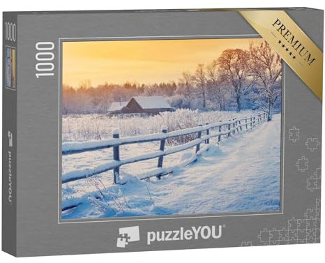puzzleYOU: Puzzle 1000 Teile „Winterlandschaft im frostigen Sonnenaufgang“ – aus der Puzzle-Kollektion Jahreszeiten, Himmel & Jahreszeiten