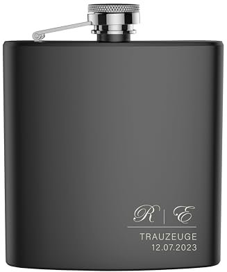 FORYOU24 Edelstahl Flachmann mit Gravur Trauzeuge Geschenk für Papa Opa Onkel Freund zu Weihnachten, Geburtstag