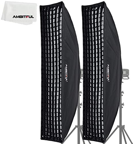 AMBITFUL 2PCS 35x160cm 14x63 Beehive Honeycomb Grid Strip Softbox Bowens Mount for Studio Flash
