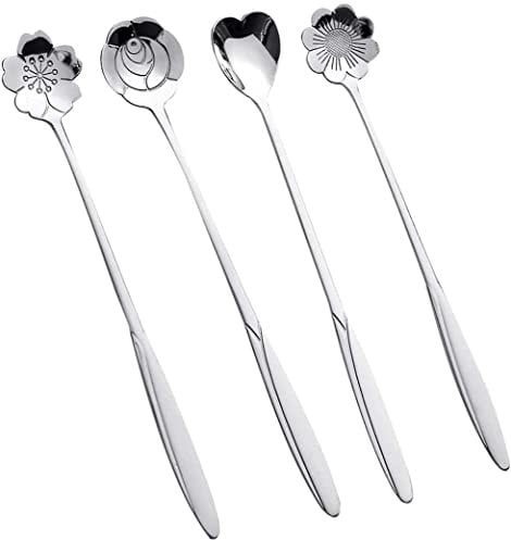 QNCIGER 7-Inch Long Handle Tea Spoons, Drink Stirring Spoon for Espresso, Coffee, Ice Cream, Tea, Dessert (Set of 4)