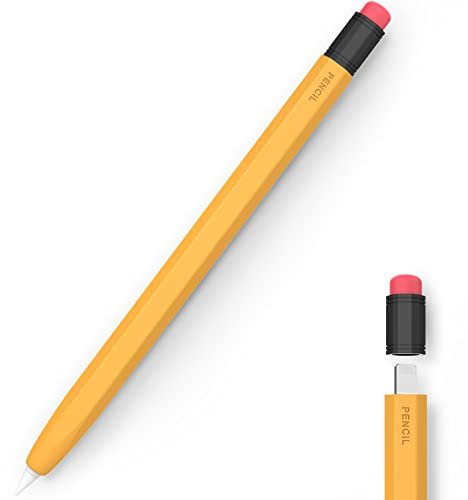 AHASTYLE Classic Pencil Case for Apple Pencil 1st Generation Silicone Protective Sleeve Apple Pencil Cover Compatible with Charging (Yellow)