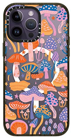 CASETiFY Impact iPhone 14 Pro Max Case [4X Military Grade Drop Tested / 8.2ft Drop Protection/Compatible with Magsafe] - Magic Mushrooms - Clear Black