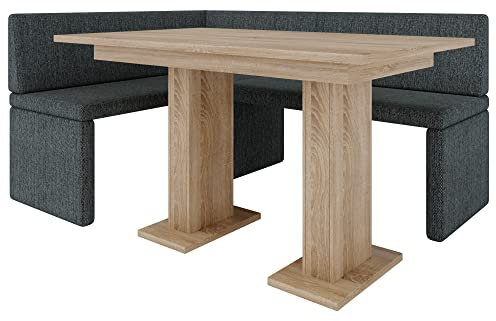 Eckbank Akiko mit Tisch - Eckbankgruppe für Ihrem Esszimmer, Küche modern, Sitzecke, Essecke. Perfekt für Küche, Büro und Rezeption. Solide und Starke Verarbeitung (INARI 96, 168x128 Links)