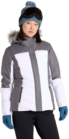 Mountain Warehouse Pyrenees Womens Padded Ski Jacket - Waterproof Ladies Winter Coat, Breathable, Adjustable Fit, Detachable Hood Snowskirt, Air Vents -for Snowboarding White 12