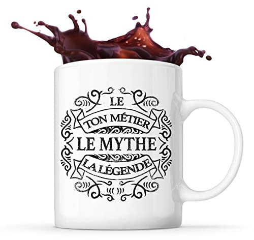Planetee Tasse métier personnalisable parodie Mythe Légende logo rond | Mug café ou thé idée cadeau personnalisé drôle et original collègue de travail
