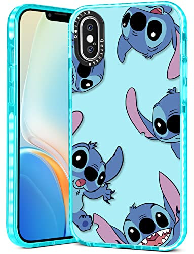 Qerrassa Stic Case for iPhone X Cute Cartoon Character Kawaii Soft TPU Cover for Girly Girls Kids Boys Phone Cases Funny Pattern Fashion Protective Case for iPhone X