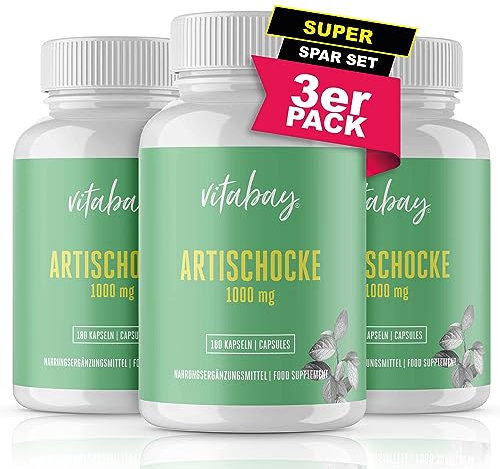 Vitabay Artischocken Kapseln Hochdosiert - 540 Vegane Kapseln - Artischockenextrakt Hochdosiert - Artischocke Artischocken Extrakt Hochdosiert - Artischoken-Extrakt - Artischockenblätterextrakt
