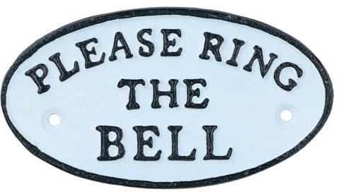 AB Tools Please Ring Bell Cast Iron Sign Plaque Door Wall House Office Reception Gate