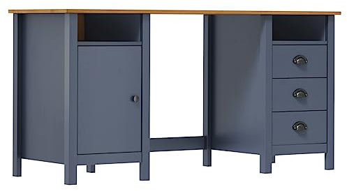 Computertisch Study Table Sekretär Schreibtisch Schreibtisch Hill Grau 150x50x74 cm Massivholz Kiefer