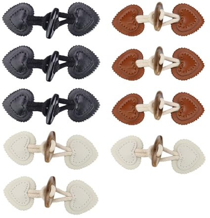 SPRHR 9 Paar Leder Knebelknöpfe, 3 Farben Hornschnalle, Modisch und Vielseitig Knöpfe Groß, Geeignet für Pullover, Mäntel, Windjacken und Jacken