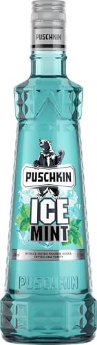 Puschkin | Ice Mint | Eisig-frischer Pfefferminzgeschmack | Perfekt pur oder als Basis für Cocktails | 0,7L | 15% Vol.