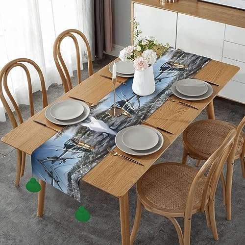 Winter Seilzug Skilift Weihnachten Deko Tischläufer - Party Tisch Banner Esstisch Dekoartikel