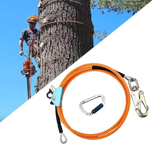 CUPCHID 12 mm x 3 m Corde de sécurité extérieure, Ligne Rabattable pour Grimper aux Arbres avec Mousqueton à Triple Verrouillage, Faible étirement, résistant aux coupures