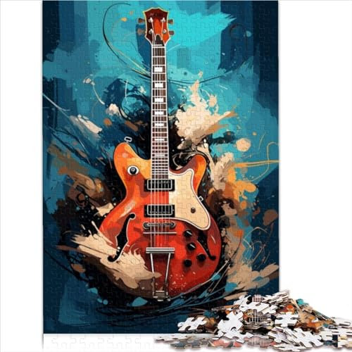 YOITS Puzzle für Erwachsene, E-Gitarre, Aquarell, 1000 Teile, 26 x 38 cm, Modern, Karton, Jigsaw, Puzzle, 1000pcs, 1 Set, ab 12 Jahren