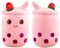Aiuidun Bubble Tea Kuscheltier,Boba Stofftier Plüschkissen Spielzeug Weiches Umarmungskissen Geschenk für Kinder Mädchen Jungen(Rosa-Runde Augen,50cm)