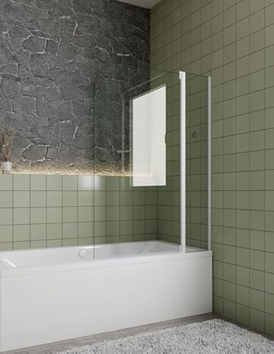 Aica Sanitär 100x140cm Badewannenaufsatz Duschabtrennung 4mm Sicherheitsglas Duschwand für Badewanne