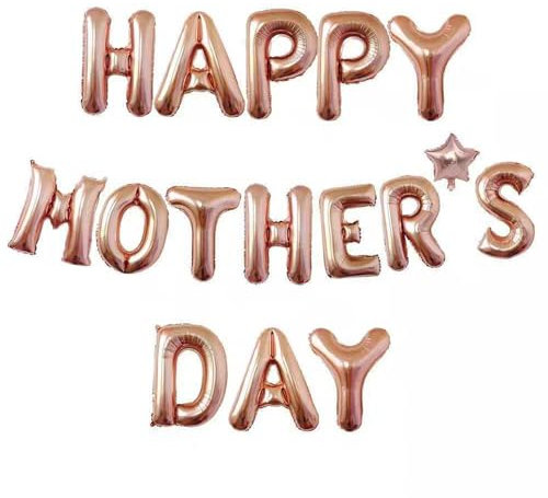 Happy Mothers Day Balloons,16 INCH Mothers Day Banner,Foil Rose Gold Inflated Helium Balloons-Blow Up Mothers Day Balloons Banner Letters as Mothers Day Decorations Sets