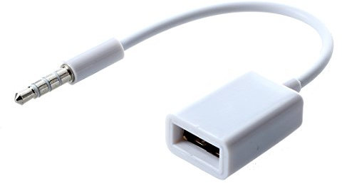 TsoLay MP3 de Voiture 3.5mm Male AUX Prise Audio Jack USB 2.0 Cable convertisseur Cordon Blanc, 049622