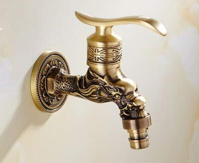 Dekorative Messing Outdoor Wasserhahn Garten Bibcock Wasserhahn Antike Retro Badezimmer Waschmaschine Wasserhahn Balkon Antike Mopp Wasserhähne Luxus (Color : DX002)