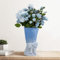 Relexome Keramik Vase mit Schleife, 24,5 cm Modern Boho Vase, dekorative Aesthetic Blumenvase für Frische Blumenstrauß, Pampasgras, für Wohnzimmer, Schlafzimmer, Tischdekoration, Home Deko，Blau Weiß