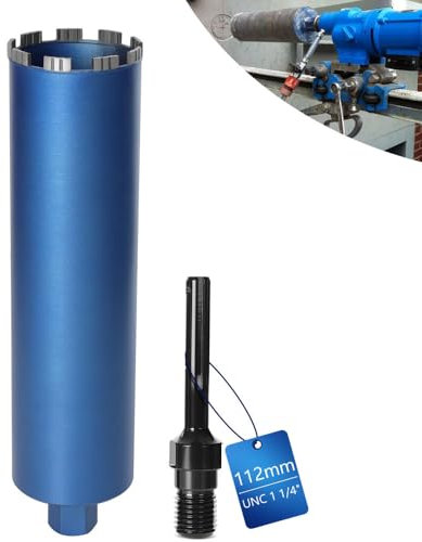 Diamantbohrkrone Dosensenker für Kernbohrgeräte inkl. 10 mm Turbo, L 460mm | Ø112 mm | SDS-MAX Adapter | 1 ¼ Zoll UNC | Nass Trocken Bohrkrone Kernbohrer Lasergeschweißte zum Beton Granit Mauerwerk