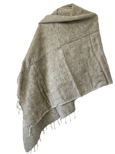 Schals, Wickeltuch, Meditationsschal, Decke aus Yakwolle, wunderschöne, weiche, handgewebte bunte Schals aus Nepal, Fair Trade, natur, L
