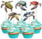 Xsstarmi 30 Pack Turtles Cupcake Toppers Double Sided Sea Animals Turtles Cupcake Picks for Ocean Sea Themed Baby Shower Birthday Party Cake Decorations Supplies