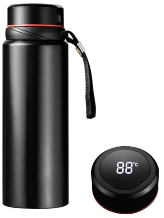 GJV 40 oz Smart Water Bottles with Digital Temperature Display Coffee Tea Infuser Bottle LED Thermal Cup Double Walled Vacuum Insulated Stainless Steel Flask Leak Proof Travel Mug Keep Warm (black)