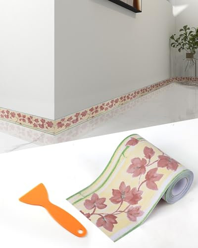 FBBULES PVC Self Adhesive Wallpaper Border Natural Style Wall Ceiling Border Peel and Stick Decorative Sticker for Living Room Bedroom Kitchen Door Frame