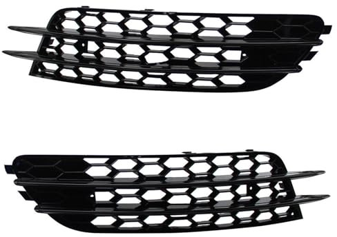 DSENNY Paar Schwarze Frontstoßstange Nebelscheinwerfer Lampenabdeckung Kühlergrill Ersatz for Audi A6 C7 2012 2013 2014 2015(Glossy Black)
