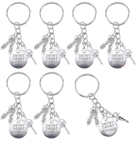 SUNNYCLUE 1 Box 20 Stück „Never Give Up“ Schlüsselanhänger Großpackung Mit Ballett Schlüsselanhängern Aus Antiker Silberlegierung Inspirierendes Wort „Tanz“ Schlüsselanhänger Für Partygeschenke Hochze