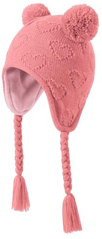 KAKU NANU Cappello Bambino Cappello Lana con PON PON Bambina Invernale Cappello con Copriorecchie Cappelli Neonata Rosa 1 2 Anni