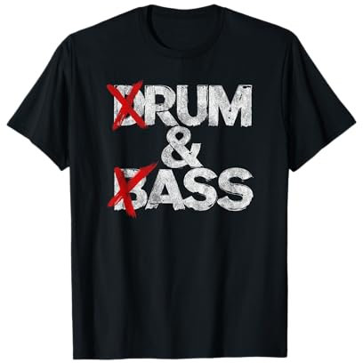 Funny Drummer And Bassist Apparel Drum And Bass Rum & Ass Vintage T-Shirt Schwarz Unisex Klein Crew-Ausschnitt Halbarm 100% Baumwolle Retro Witzig Lustig Musikliebhaber Drum And Bass Fans