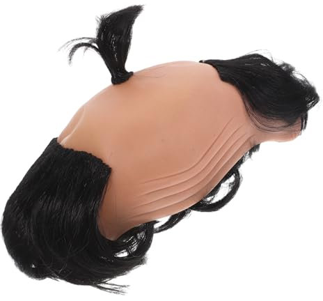 WRITWAA Lustiges Cosplay Glatzenhaarteil Aus Geruchsneutralem Vinyl Und Hitzebeständigem Material Einzigartiges Samurai Ritter Haarteil Für Kostüm Und Partydekoration