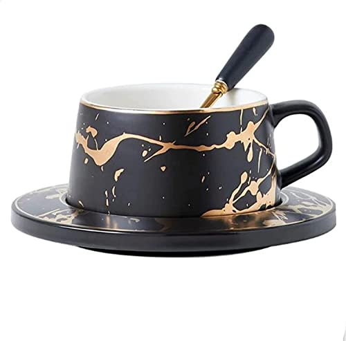 GLJTUO Teetasse, Tasse Aus Cupbone-Porzellan, Tasse Kaffeetasse, Wassertasse, Marmor Matt Gold Serie Keramik Teetasse Kaffeetasse Café Bar Mark Tasse Weihnachtsparty Zubehör Tassen Set,