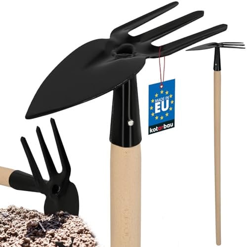 KOTARBAU® Hacke aus Stahl Gartenhacke mit Holzstiel 103 cm Schwarz Handhacke mit 3 Zinken Garten Hacke Pflanzhacke Unkrauthacke Gartenharke Herzhacke Gartenwerkzeug mit Stiel Gartengeräte Gartenhacken