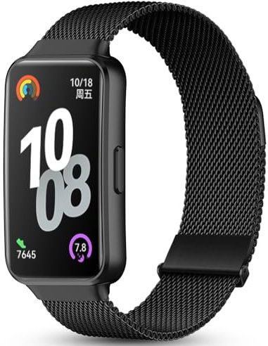 CHANRASI Metallo Cinturino Compatibile con Cinturini Huawei Band 10/9/8 Donna,Cinturino Doppie Magnetiche per Huawei Band 10/9/8 Nero