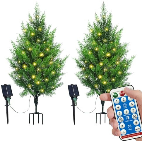 Gfilay Alberi Topiari Artificiali da 90 cm con Luci Solari, Piante Artificiali da Esterno Resistenti ai Raggi UV, Set di 2 per Ingresso, Giardino, Terrazzo e Viali Decorativi