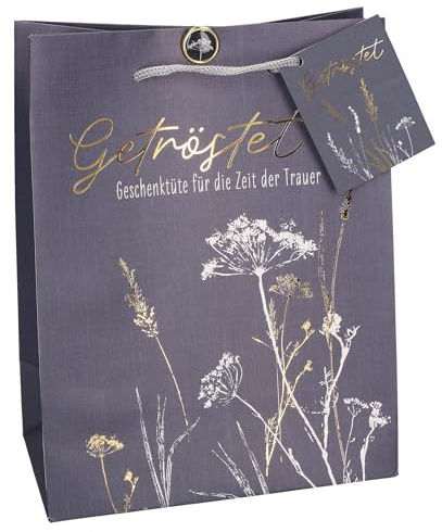 Butzon & Bercker Geschenkset Trauer 23 x 18 x 10 cm – farbig bedruckte Geschenktüte mit Folienprägung, Tragekordel, Brad Verschluss, liebevolles ... und Trostengel: Große Wundertüte