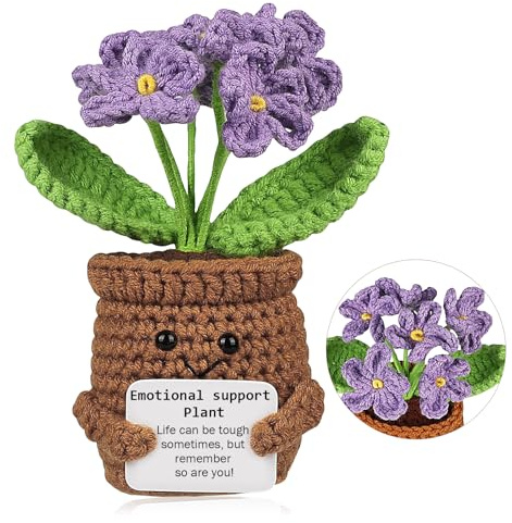 QINGZY Künstliche Blumen Häkeln, Mini Gestrickte Blumentopf, Häkelblume Blumen Topfpflanze, Kleine Handgefertigte Häkelblume für Home Office Tischdekoration Geschenk