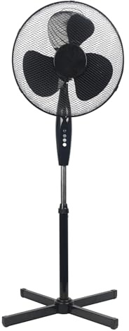 Grennswick 16 Inch Pedestal Floor Fan with Oscillating Blades Tilted Head 3 Speed Settings, Sleek Design Perfect for Homes, Offices, and Bedrooms (Black)