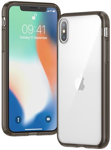 Voyahülle Clear Case for iPhone X/XS, Ultra Thin, Shockproof TPU Cover, Anti-Yellowing, Crystal Clear, Phone Case for Apple iPhone X/XS - black