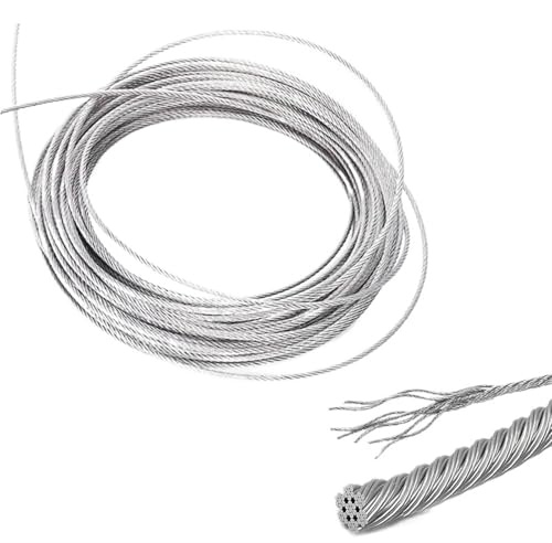 Cuerda de Alambre 3 rollos ~ 1 rollo 0,5-3mm diámetro 7X7 estructura 304 cable de acero inoxidable fino elevación pesca más suave(3mm x 5M,2 rolls)