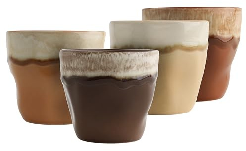 Creatable, 24739, Serie Squeezy Mocha Mousse, 4-teiliges Geschirrset für 4 Personen, Teebecher aus Steinzeug, spülmaschinen- und mikrowellengeeignet, Qualitätsproduktion