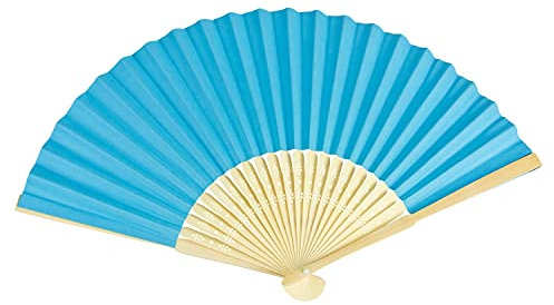 VON LILIENFELD Fächer Bella Papierfächer Klappfächer Handfächer Bambusstäbe türkis