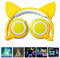 FHEDE Kids Headphones with Cat Ear, USB Rechargeable Wired Foldable Headphones On Ear for Children, Girls, Adult, Compatible for IOS iPad and Android Phone (Yellow)