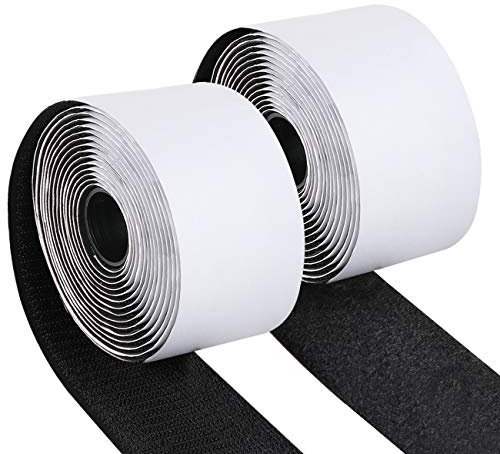 Fliegengitter Klettband Selbstklebend,50mm x 3m Doppelseitig Klebendes mit Klettverschluss Extra Stark,Schwerlast Klettverschluss Selbstklebendfür Wände,Boden,Tür,Gläser,Metalle,Spiegel,Schwarz