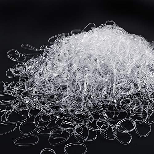 Hair Bands, MORGLES 1000pcs Clear Small Hair Elastic Bands with Box for Adult Children, Clear